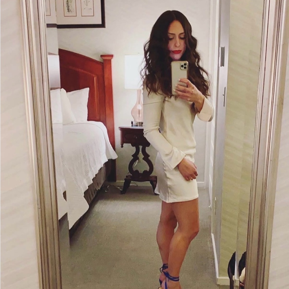 Princess Polly Cream Off-Shoulder Mini Dress